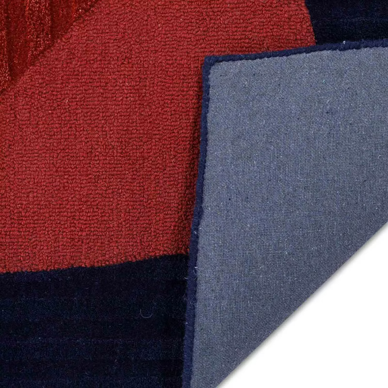 Rust Red & Navy Geometric Area Rug with Angular Shape